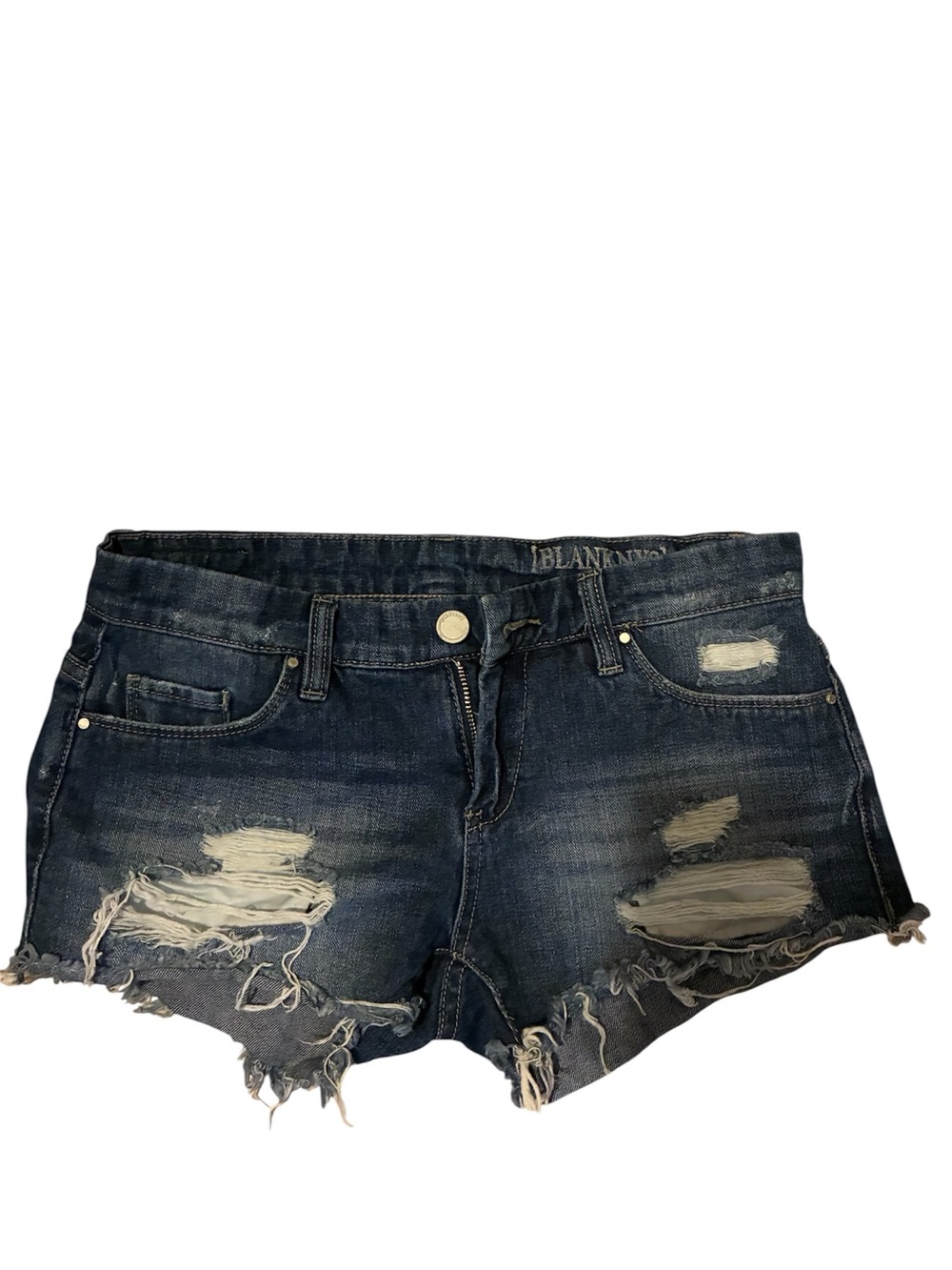 Blank NYC Dark Blue Distressed Denim Cutoff Shorts
